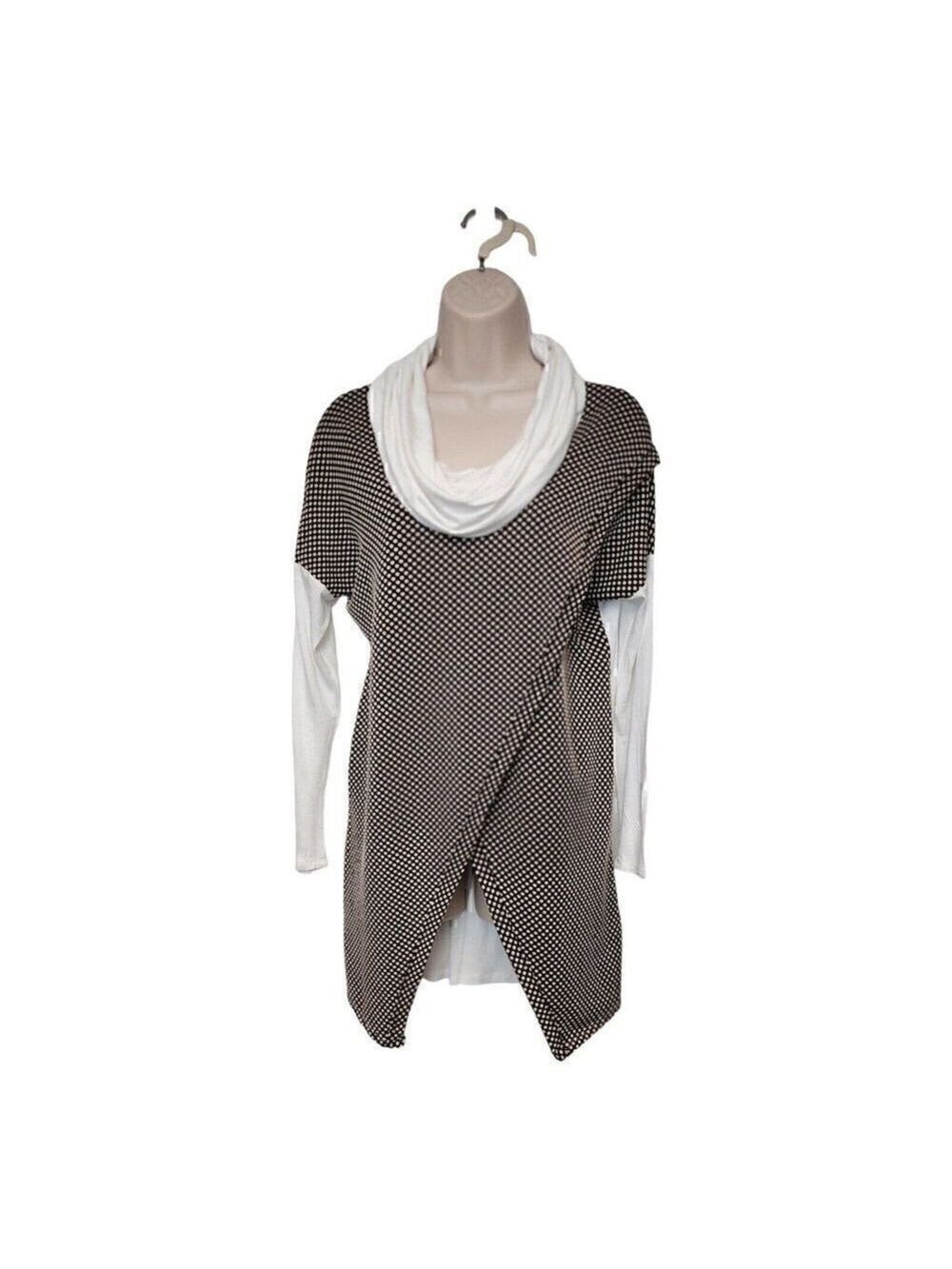 Lollipop Star Black Multicolor Polka-Dot Tunic Blouse Size Medium